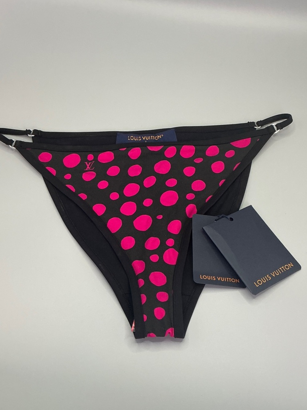 NWT Louis Vuitton x Kusama Black with Hot Pink Polka Dot Bikini Bottom size 40